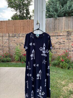CoConut Bay Made in USA Vintage Navy/White Nautica Maxi Dress Petite Large